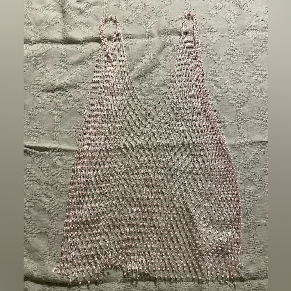 PALE PINK RHINESTONE CHAIN TOP